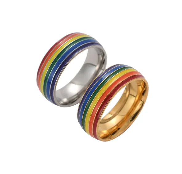 Rainbow Pride Stainless Steel Ring – LGBTQ+ Friendship Jewelry