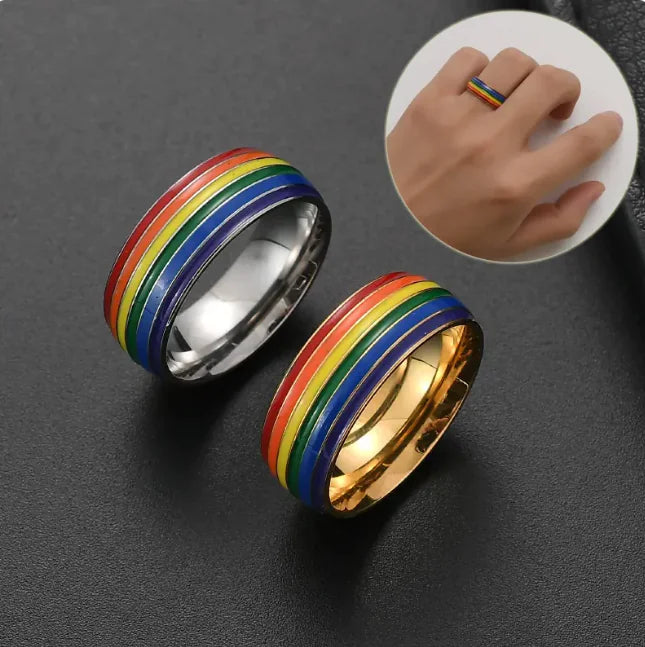 Rainbow Pride Stainless Steel Ring – LGBTQ+ Friendship Jewelry