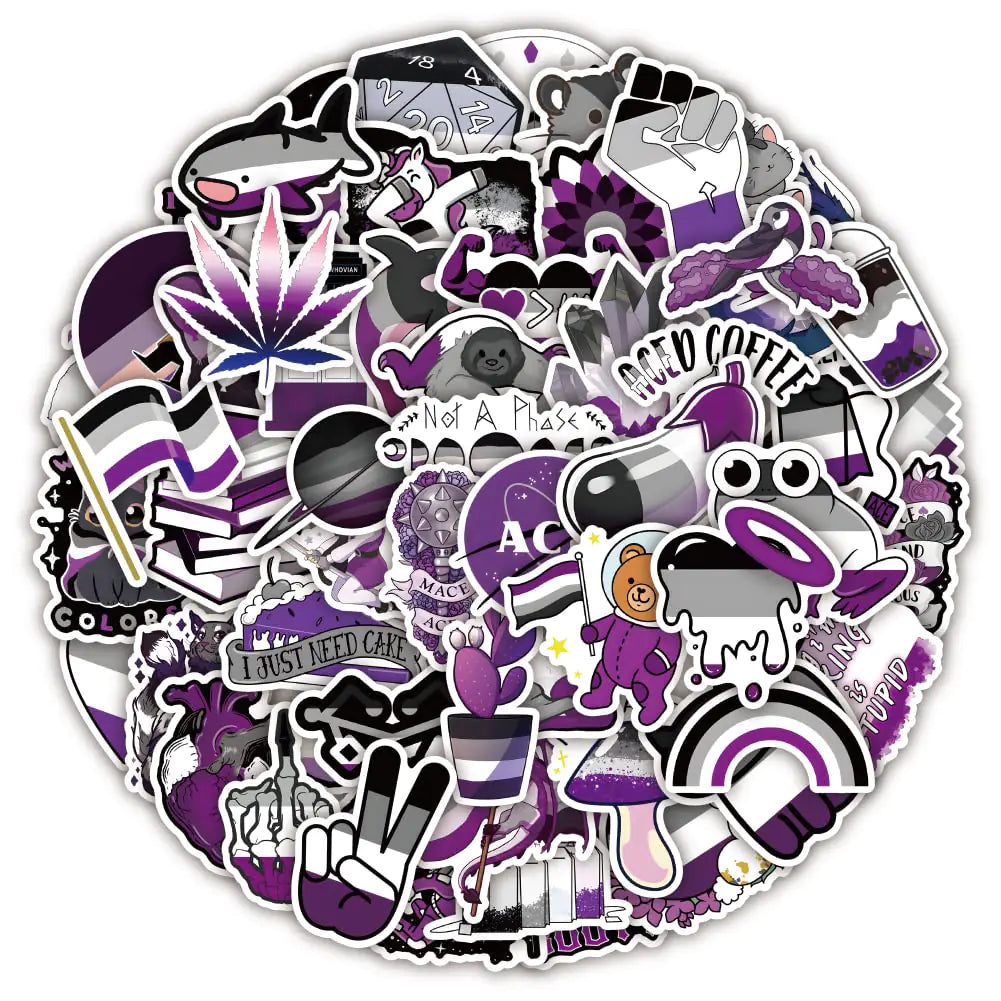 60Pcs Asexual Pride Stickers Pack