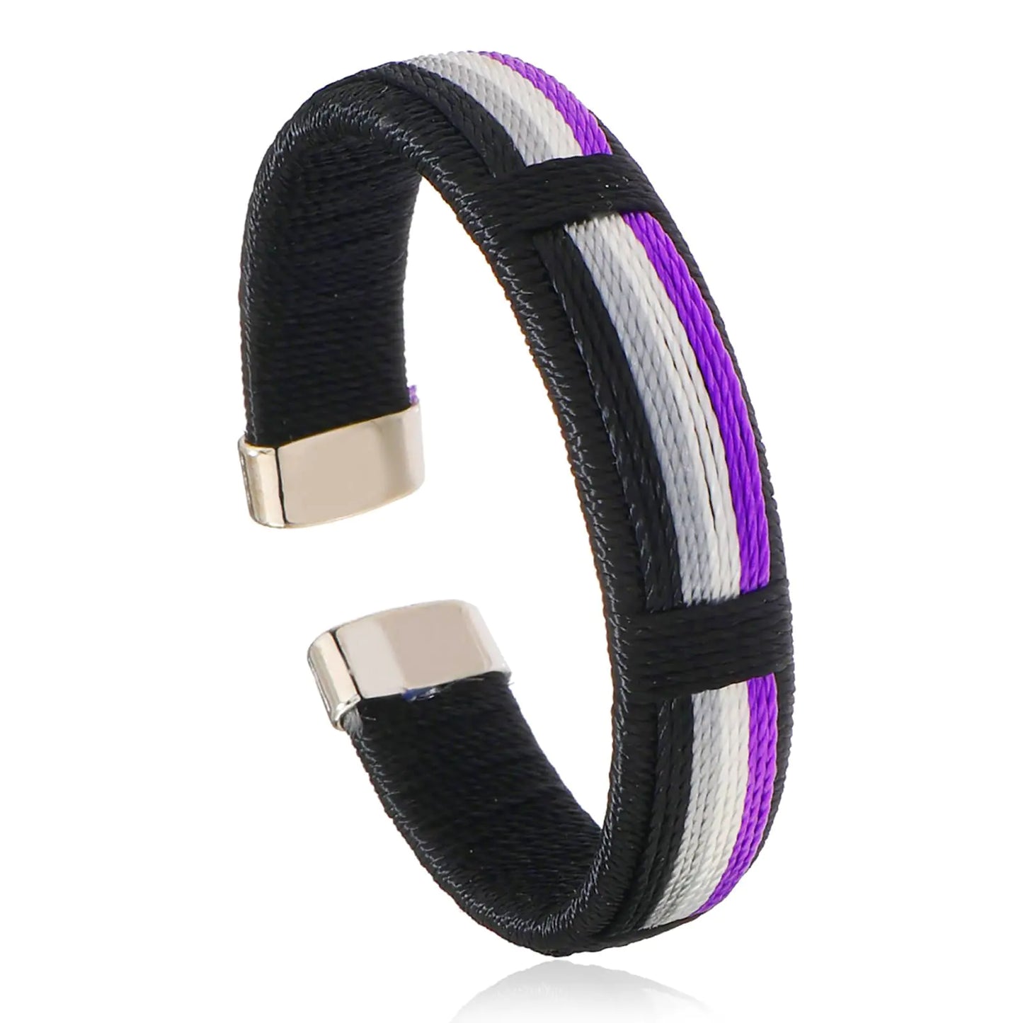 mintolex LGBT Pride Bracelet for Bisexual Pride Bracelet Handmade Nylon Adjustable Wristband Watch Band LGBTQ Rainbow Bracelets for Men Women Parade Asexual Open Bracelet(1pc)