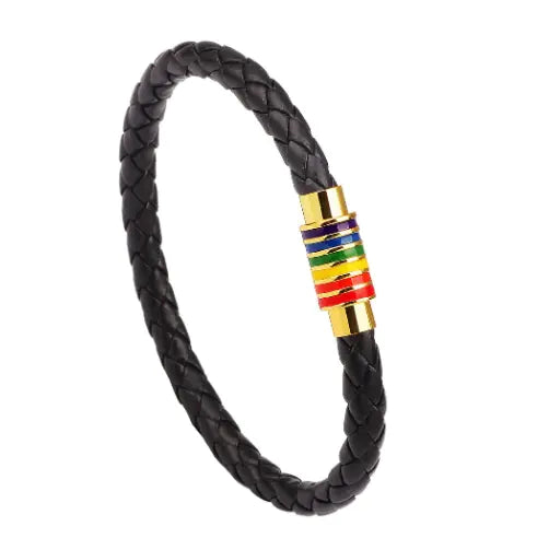 Leather Bracelet, Colorful Rainbow Bracelet for LGBTQ+