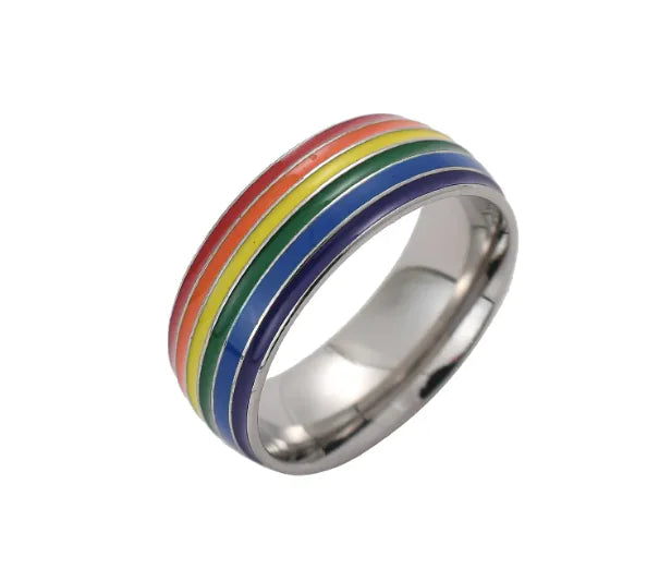 Rainbow Pride Stainless Steel Ring – LGBTQ+ Friendship Jewelry