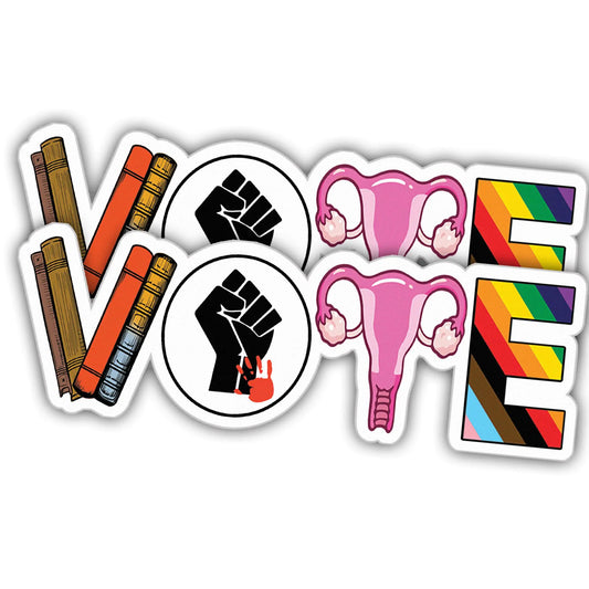 Vote Stickers Banned Books Reproductive Rights BLM LGBTQ Progress Cool Vinyl Stickers
