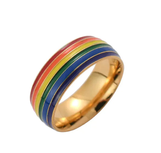 Rainbow Pride Stainless Steel Ring – LGBTQ+ Friendship Jewelry