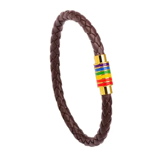 Leather Bracelet, Colorful Rainbow Bracelet for LGBTQ+