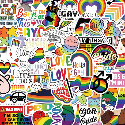 52PCS Pride Stickers Rainbow Stickers LGBTQ Vinyl Sticker