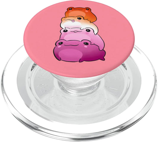 Lesbian Flag Color Frog Subtle LGBTQ Sapphic Pride Aesthetic PopSockets MagSafe PopGrip for iPhone