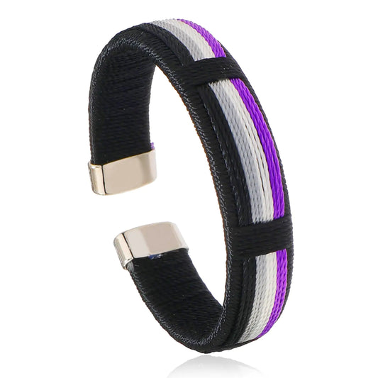 mintolex LGBT Pride Bracelet for Bisexual Pride Bracelet Handmade Nylon Adjustable Wristband Watch Band LGBTQ Rainbow Bracelets for Men Women Parade Asexual Open Bracelet(1pc)