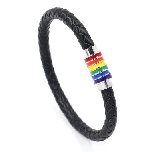 Leather Bracelet, Colorful Rainbow Bracelet for LGBTQ+