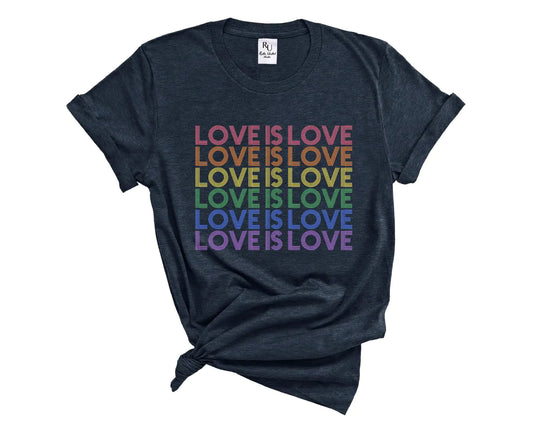 RUSTIC UNITED Love is Love Shirt - Rainbow Shirt Pride Graphic Tee for LGBTQ+ Support Made of Colors Celebrating Diversity