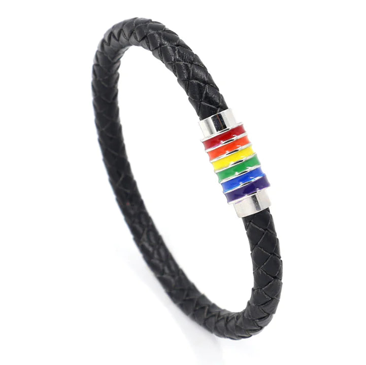 Leather Bracelet, Colorful Rainbow Bracelet for LGBTQ+