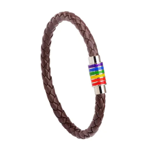 Leather Bracelet, Colorful Rainbow Bracelet for LGBTQ+