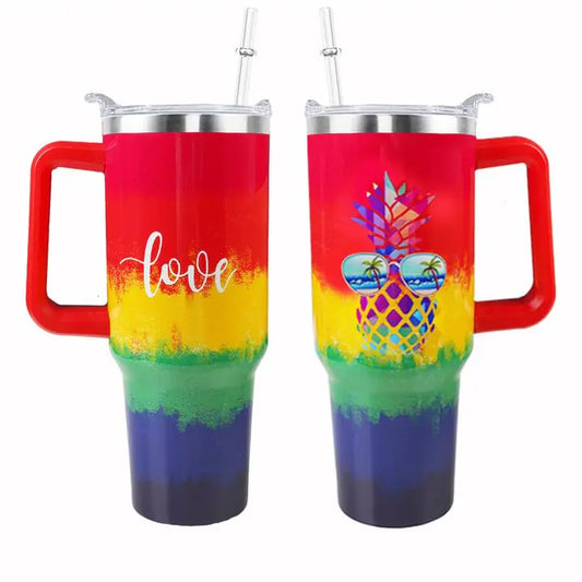 WENININOK Rainbow Cups Gay Pride 40 oz Tumbler with Handle and Straw